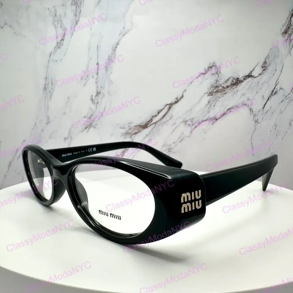 New MIU MIU Eyeglasses Black Oval Glasses 55-18mm Full Rim Rx-able